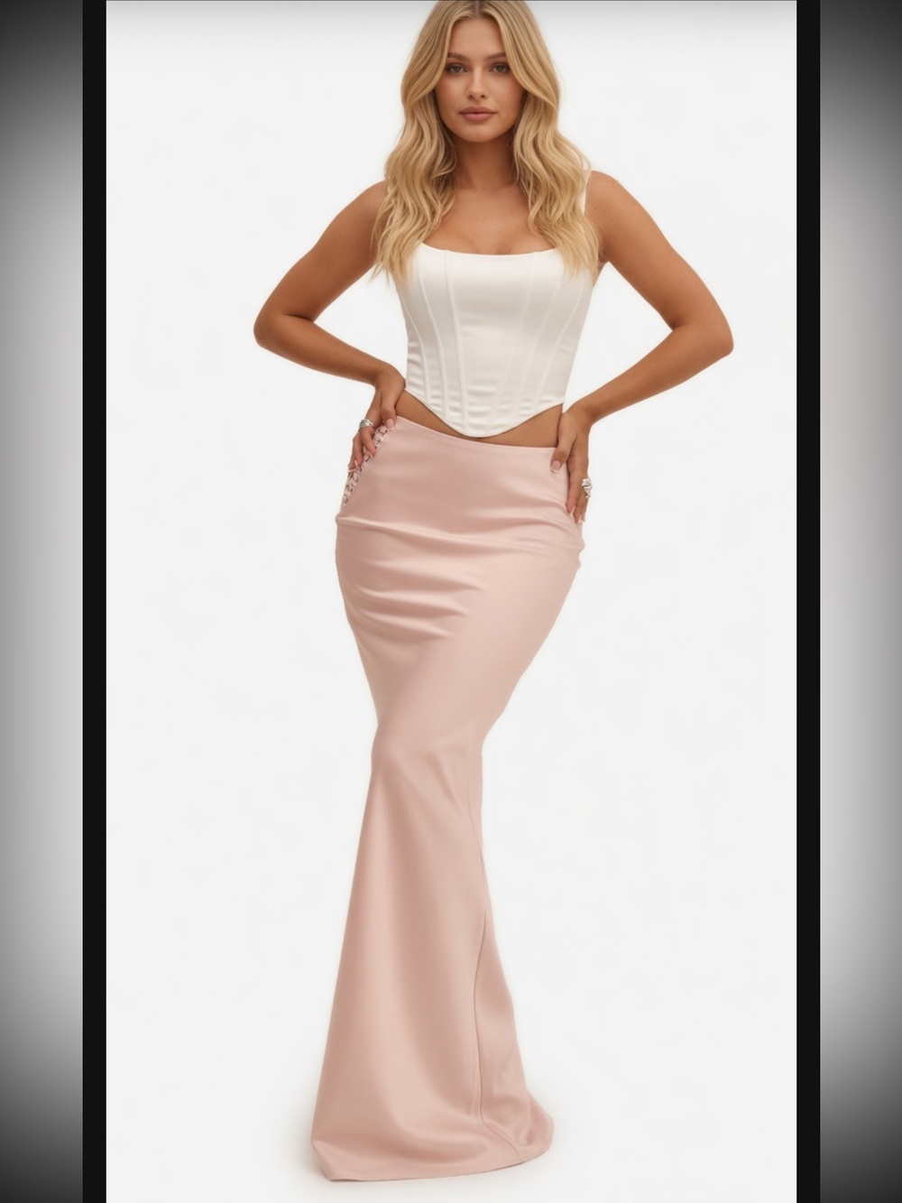House of CB ‘GIULIANA’ Ballerina Pink Satin Maxi Skirt Small US4-6 $135